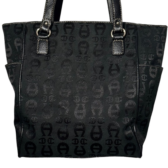 Etienne Aigner Shoulder L Black Logo Trapezoid Purse Bag - Picture 5 of 9